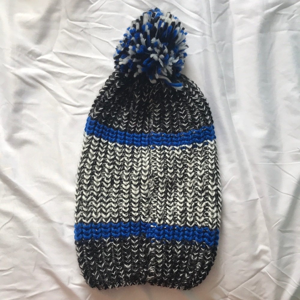 Black, White, and Blue Beanie